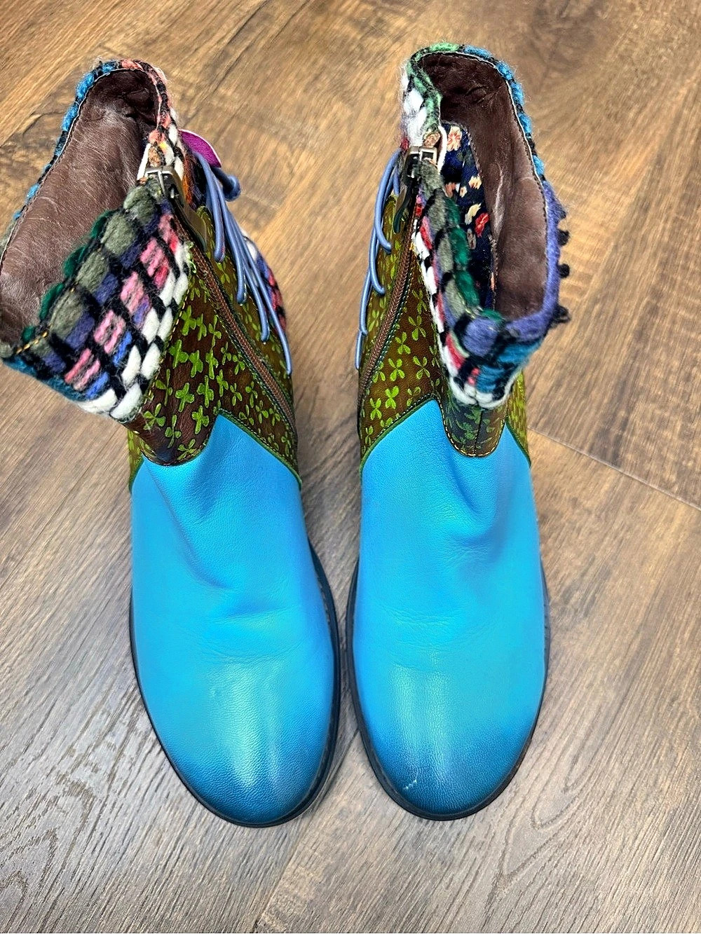 SOCOFY Retro Bohemian Leather Ankle Booties